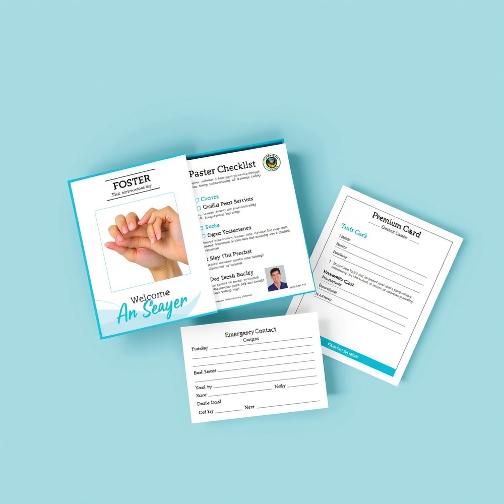 Rescue coordinator giving a welcome kit to a foster parent