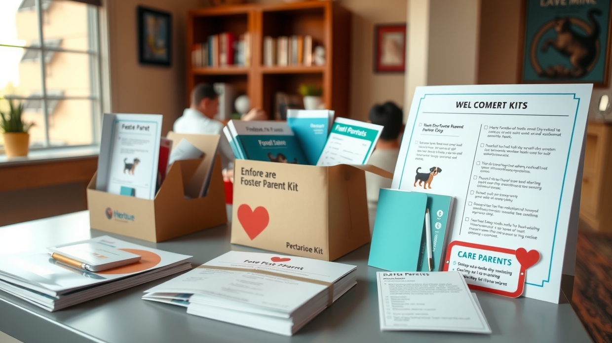 Welcome kit mockup with care checklist and contact card