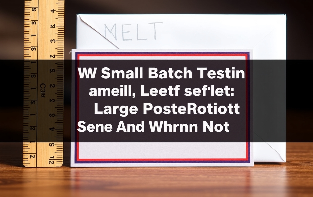 When Small Batch Testing Before A Large Postcard Rollout Makes Sense And When It Does Not: a postcard standing next to a ruler and envelope to show scale.