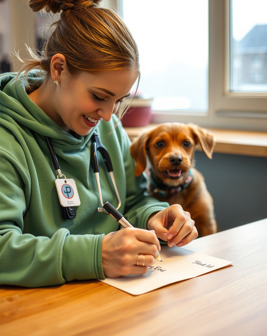 Thank-you card design with pet photo and gratitude message