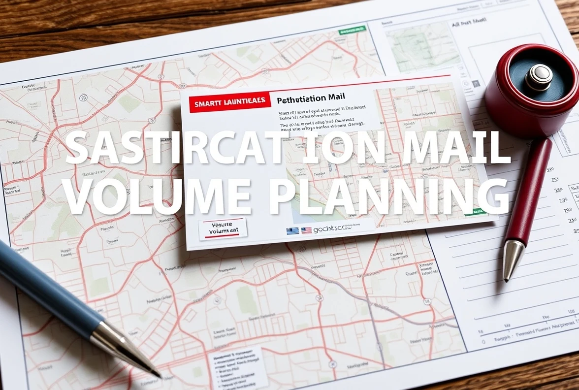 Neighborhood Saturation Mail Volume Planning Without Waste: A Smarter Volume Plan: a route map concept with a postcard sample and planning notes.
