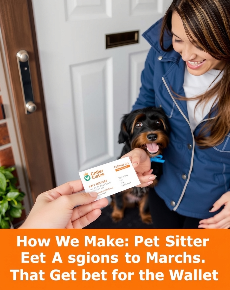 Wallet-size pet sitter card with QR code and contact details