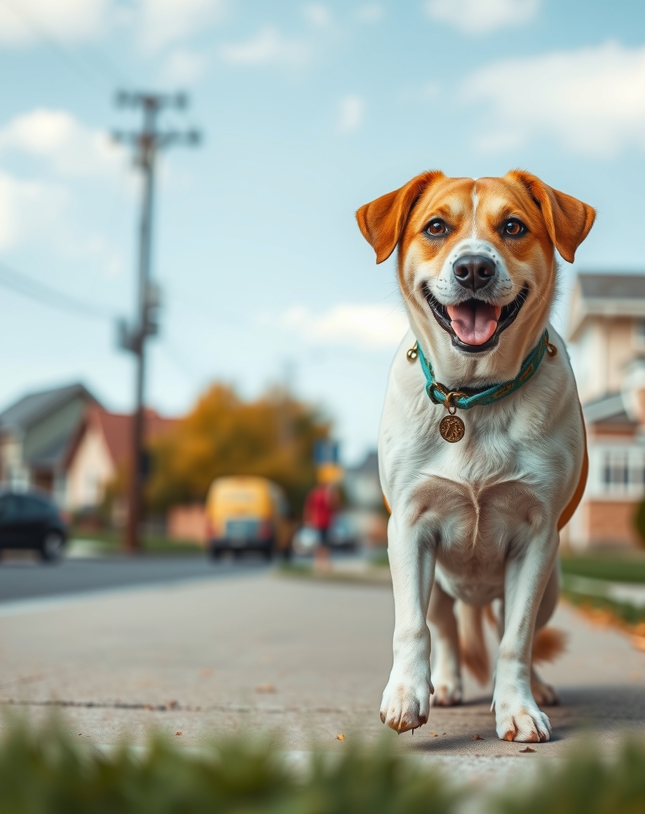 Dog walker route flyer on a neighborhood porch door