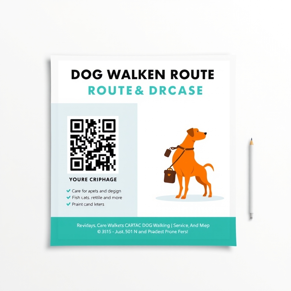 Dog walker delivering flyers on a local route