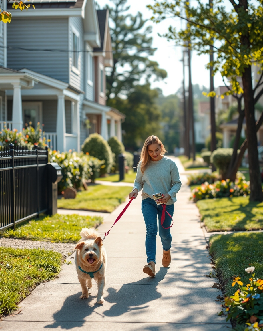 Route flyer design for dog walking services with QR code