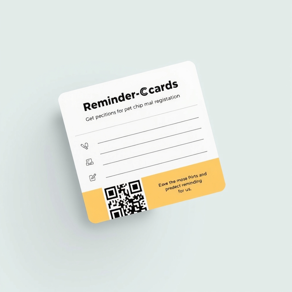 Microchip reminder card with QR code and update steps