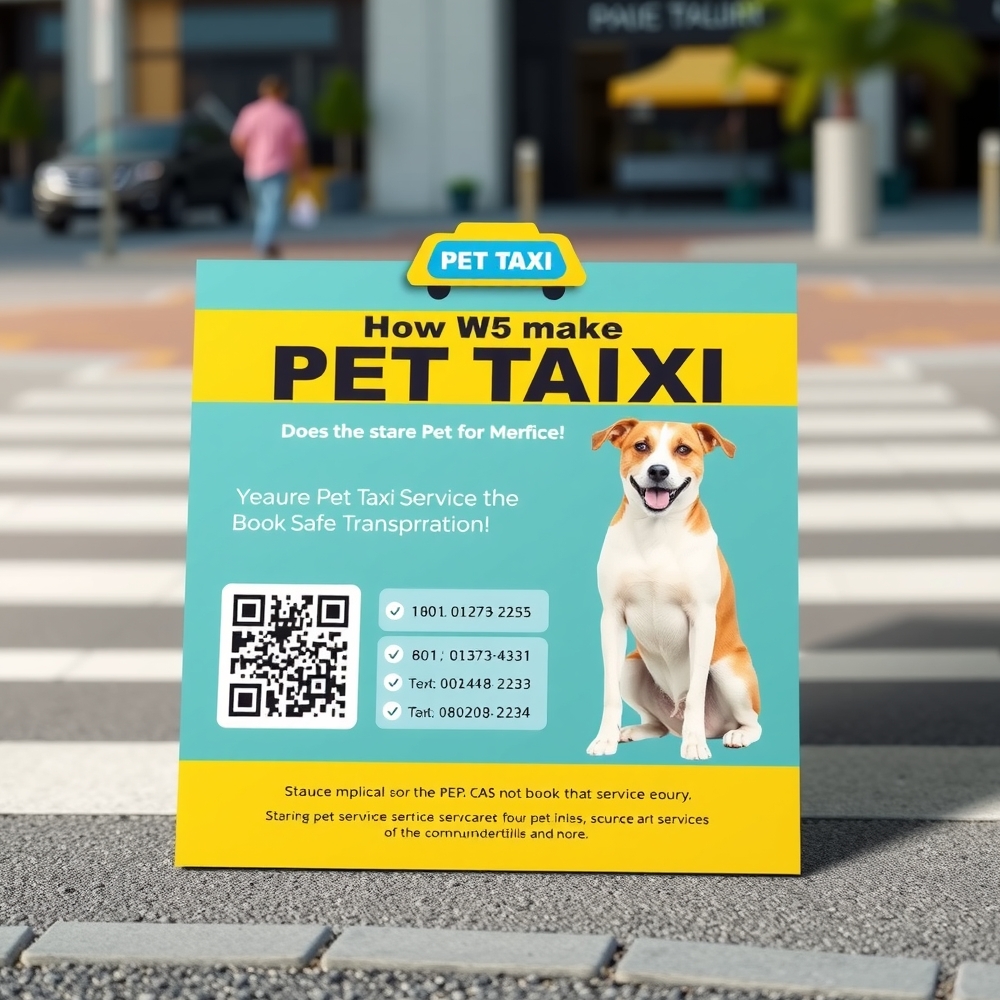 Pet transport driver handing out a flyer to a client