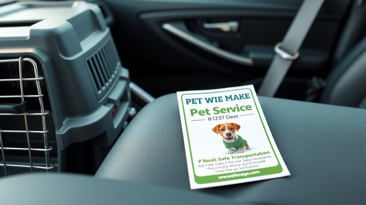 Pet taxi flyer with booking QR code and service area