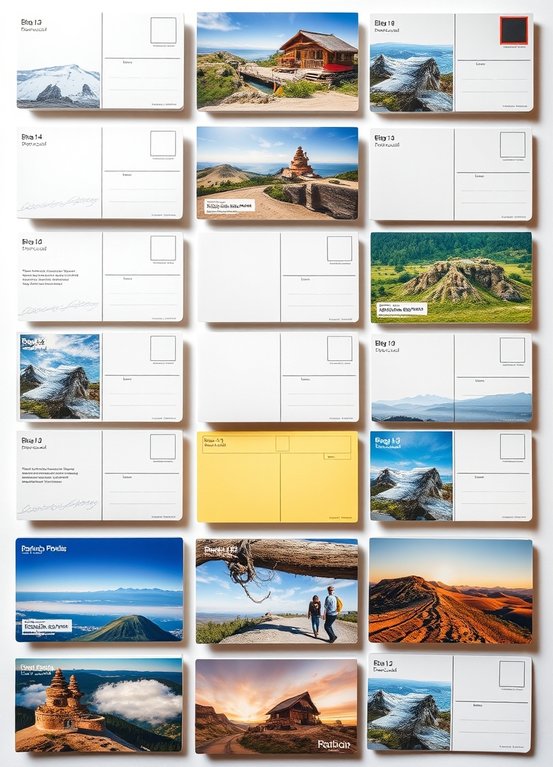 When Portrait Orientation Postcards Outperforms Standard Postcards: an overhead grid of postcard formats from compact to oversized.