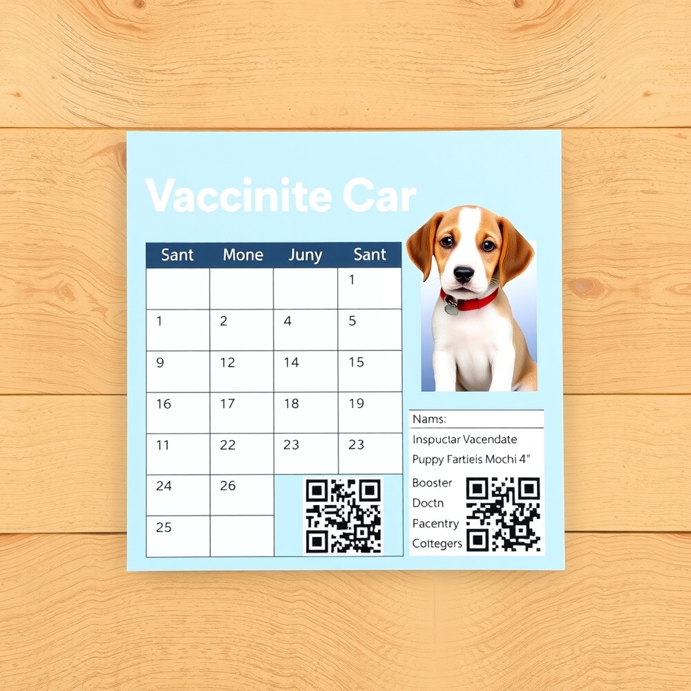 Vaccination calendar card design with dates and QR code