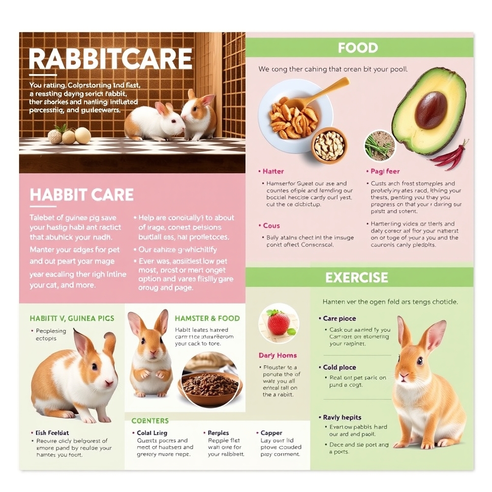 Rabbit starter brochure design with habitat and food sections