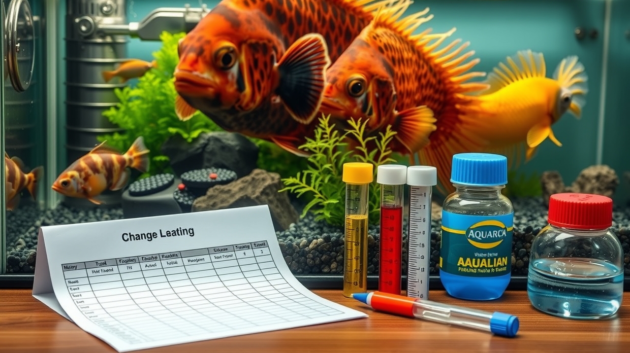 Aquarium owner writing in a water change log