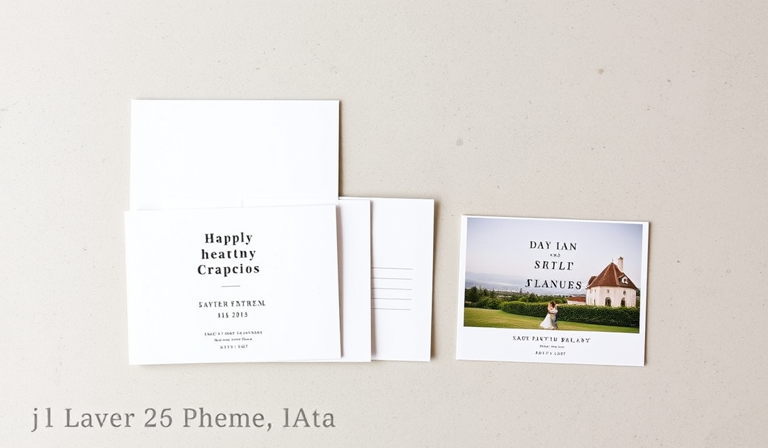 Save The Date Postcards: Choosing the Right Postcard Format Without Guesswork: multiple postcard sizes laid side by side on a neutral table for comparison.