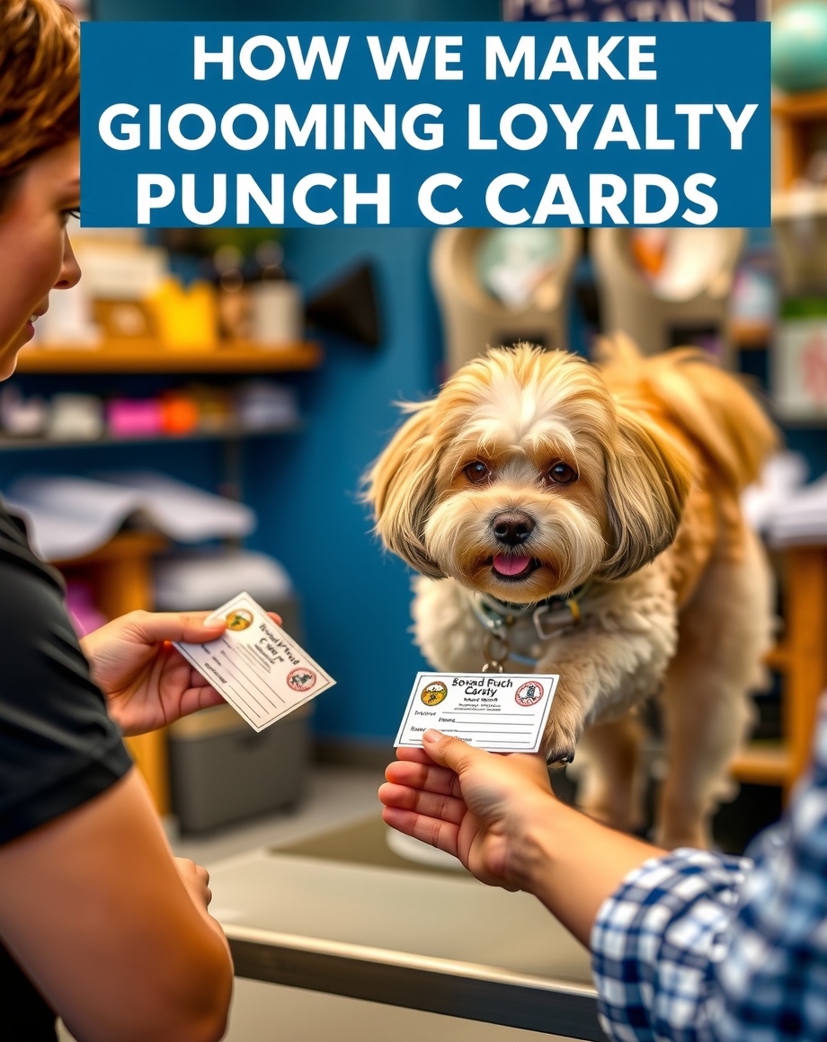Groomer handing a loyalty card to a customer