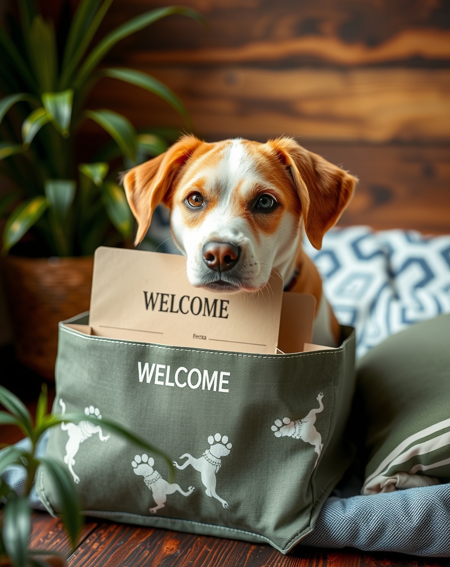 Pet boarding welcome packet on a reception desk