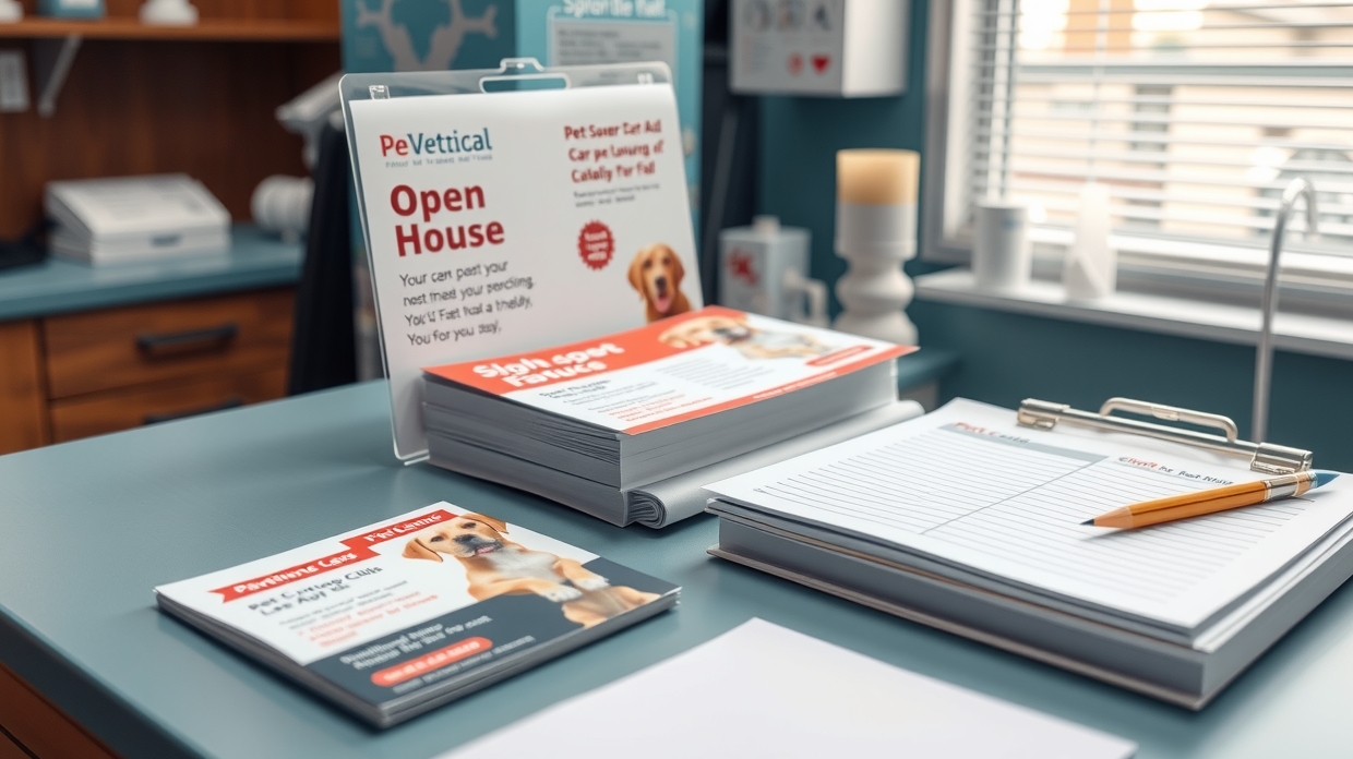 Clinic staff member handing out open house postcards