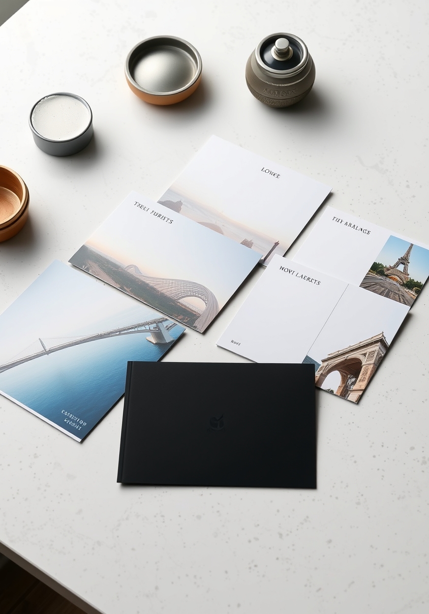 Luxury Oversize Postcards: Choosing the Right Postcard Format Without Guesswork: multiple postcard sizes laid side by side on a neutral table for comparison.