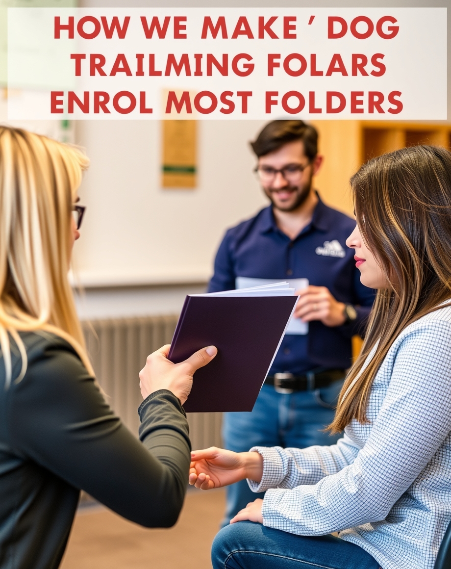Trainer handing an enrollment folder to a client