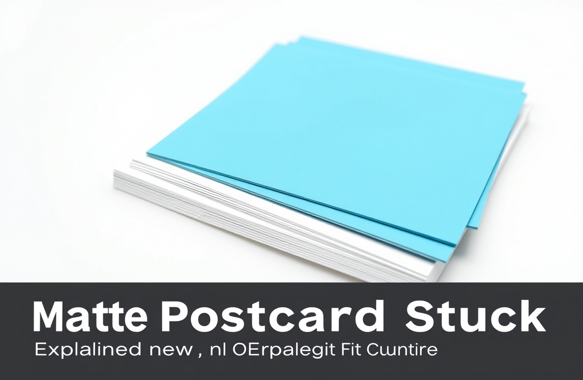 Matte Postcard Stock Explained: Feel, Durability, and Campaign Fit: a stack of postcard stock swatches fanned out on a white surface.