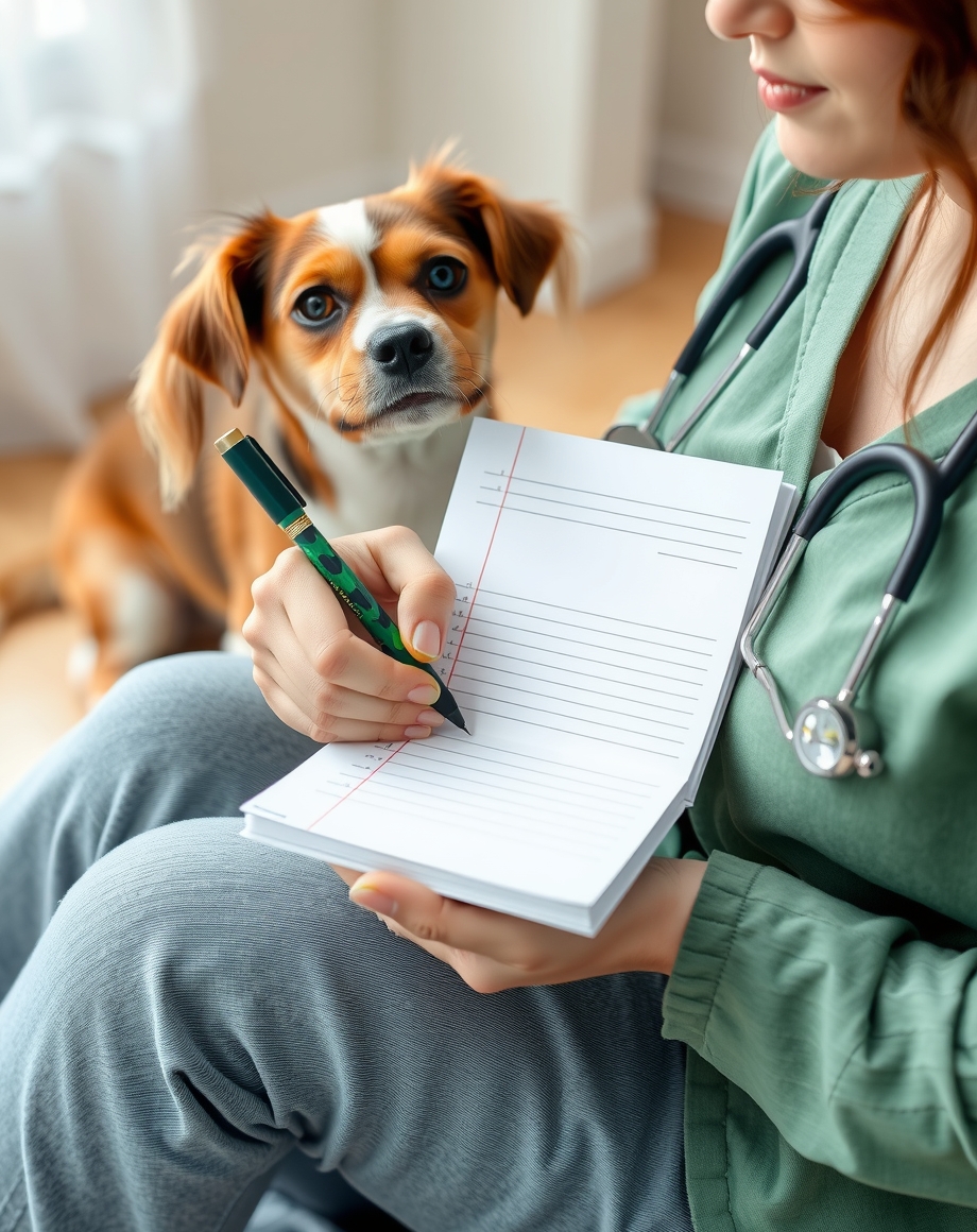 owner writing progress notebook