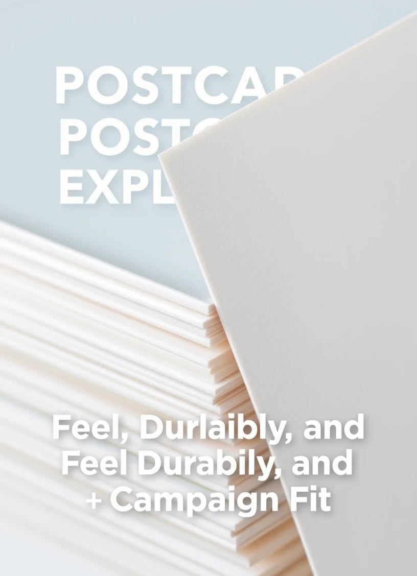 Writable Back Postcard Stock Explained: Feel, Durability, and Campaign Fit: a close-up of postcard corners revealing paper weight and finish.