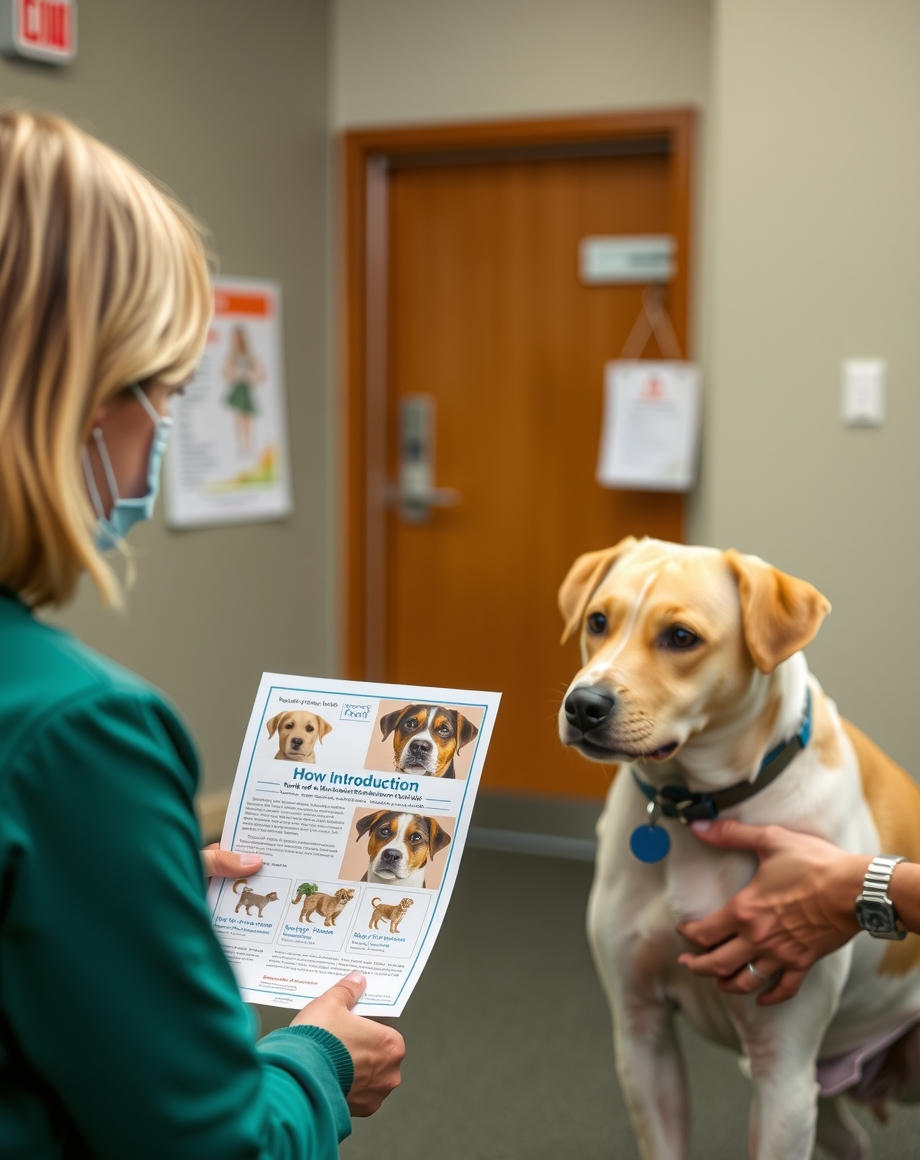 Trainer showing an introduction flyer to a pet owner