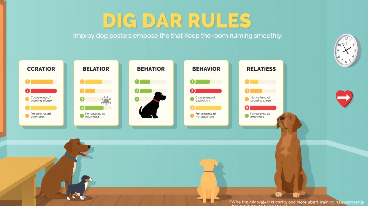 Rules poster design with icons and simple policy text