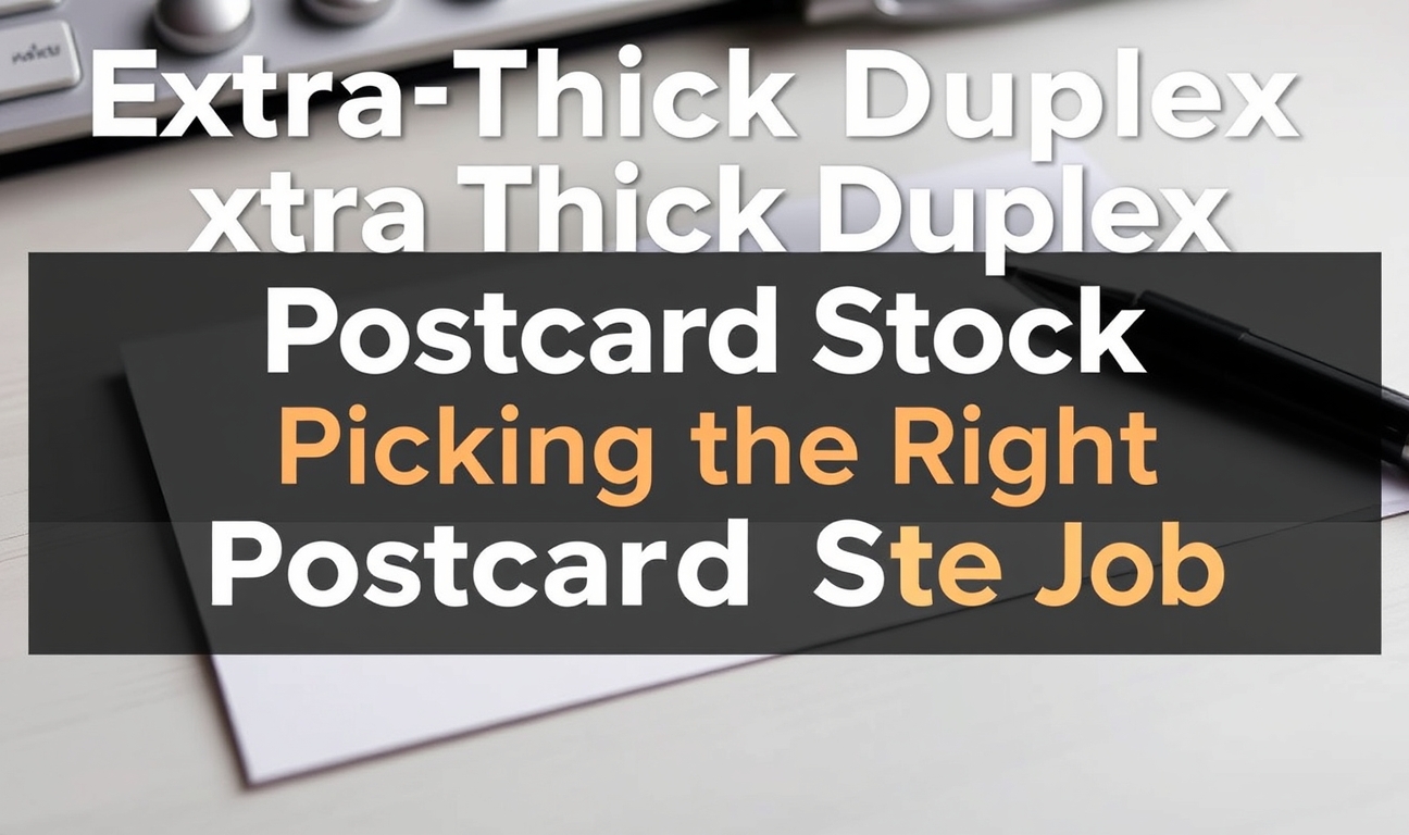 Extra Thick Duplex Postcard Stock: Picking the Right Postcard Stock for the Job: a writable postcard surface with a pen beside it on a desk.