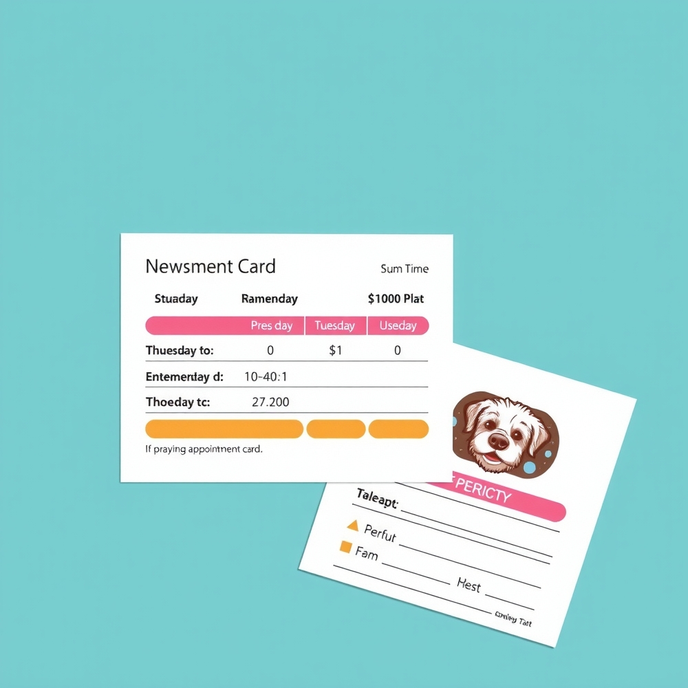 Groomer handing an appointment card to a pet owner