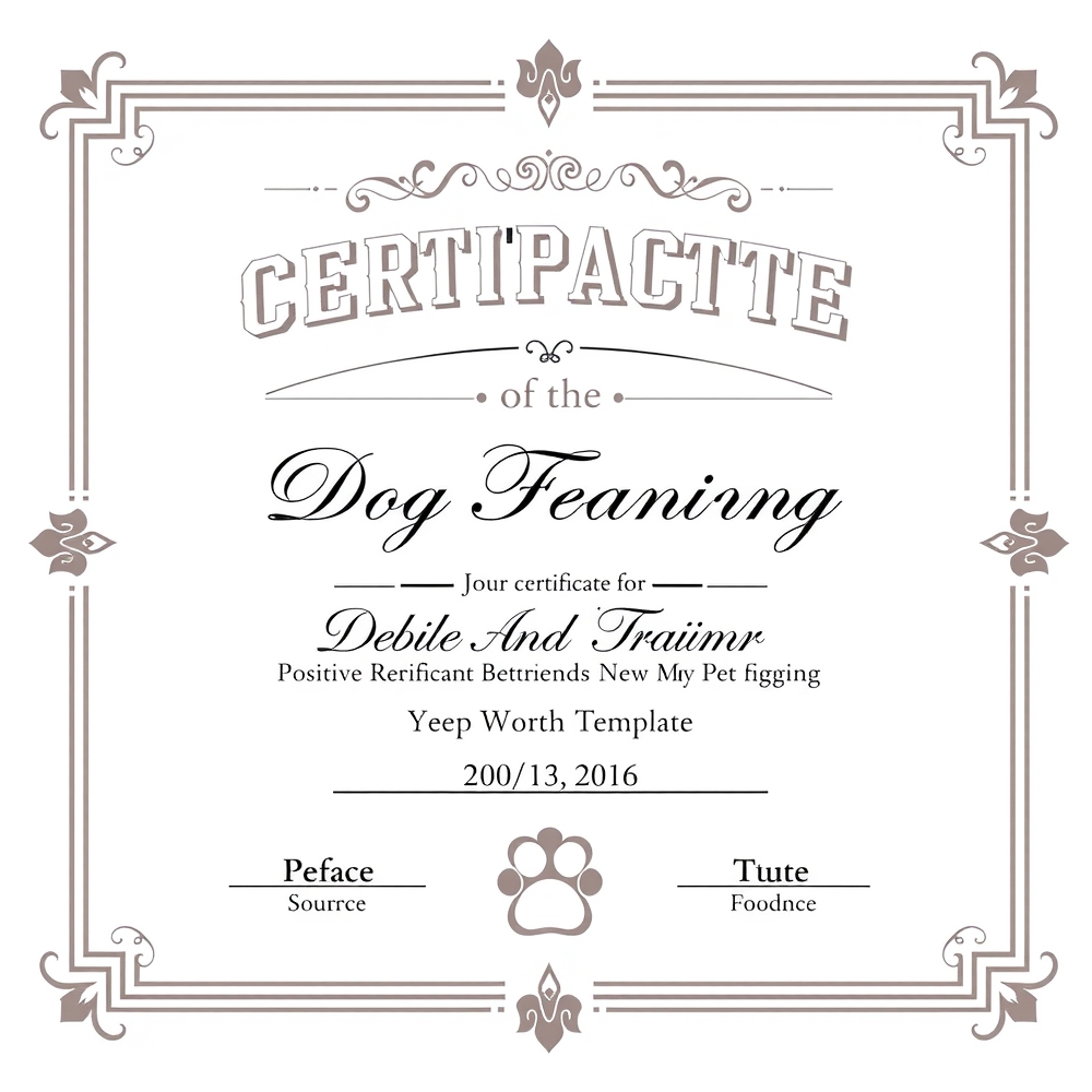 Certificate template design for dog training completion