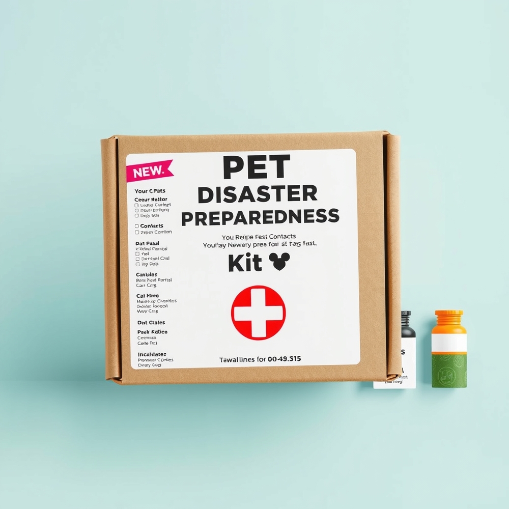 Pet disaster preparedness kit stored by the front door