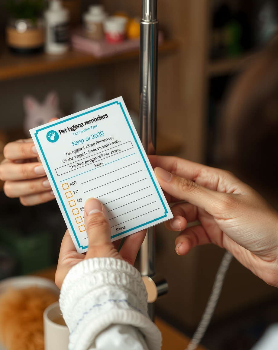 Hygiene reminder card design with care tasks and icons