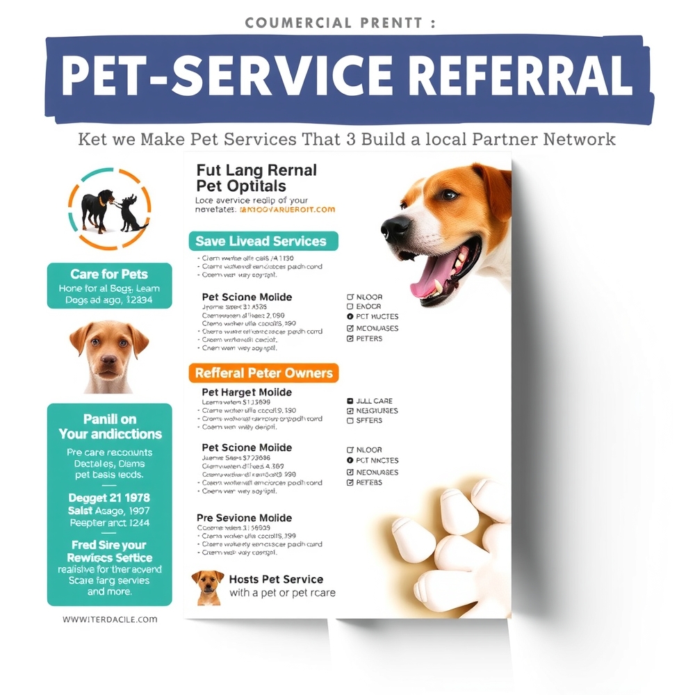 Business owner showing a referral poster to a partner