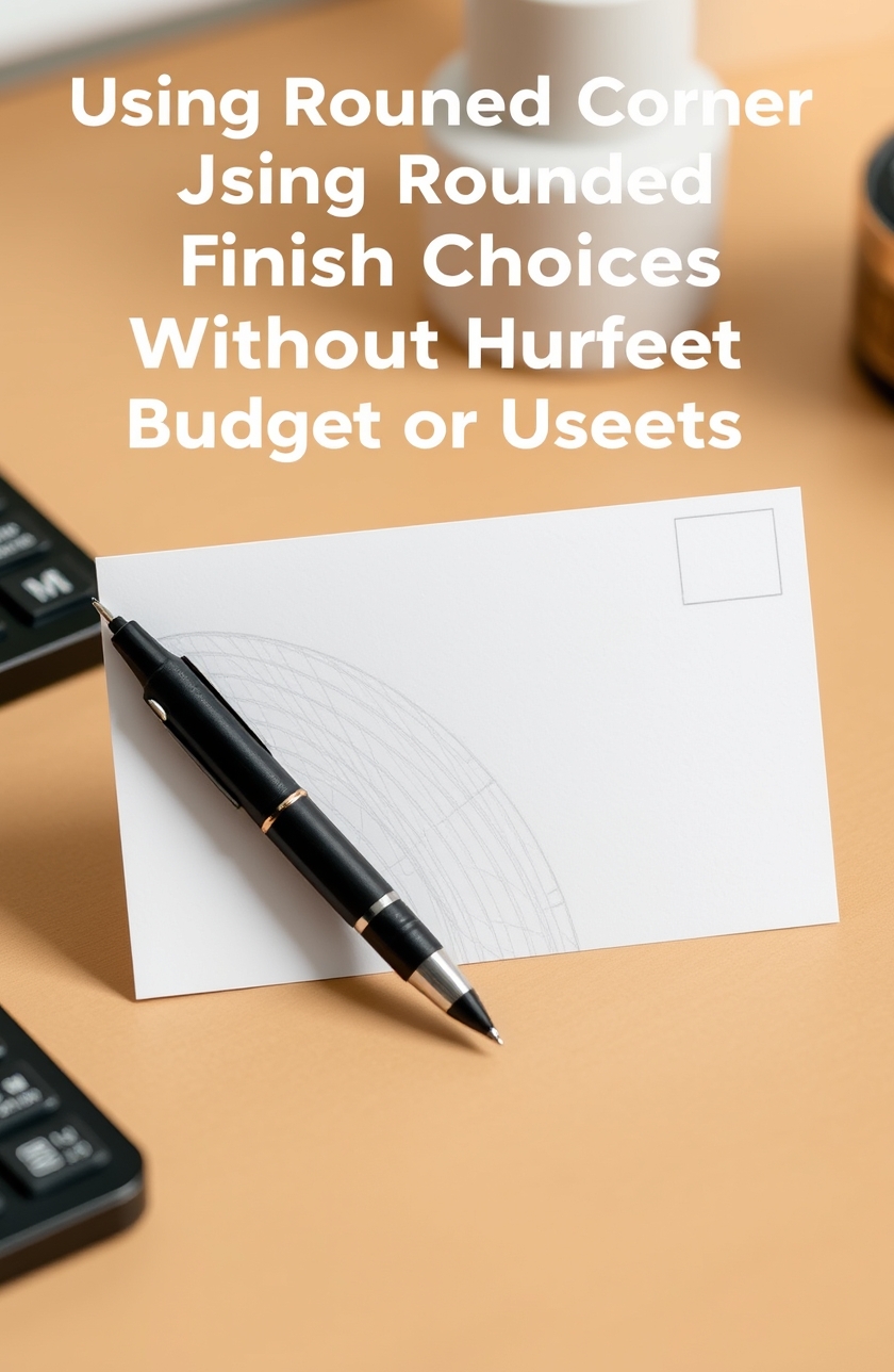 Using Rounded Corner Finish Choices Without Hurting Budget or Usability: a writable postcard surface with a pen beside it on a desk.