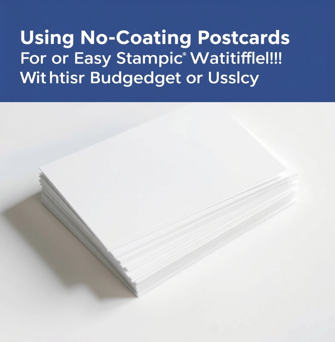 Using No Coating Postcards For Easy Stamping Without Hurting Budget or Usability: a stack of postcard stock swatches fanned out on a white surface.