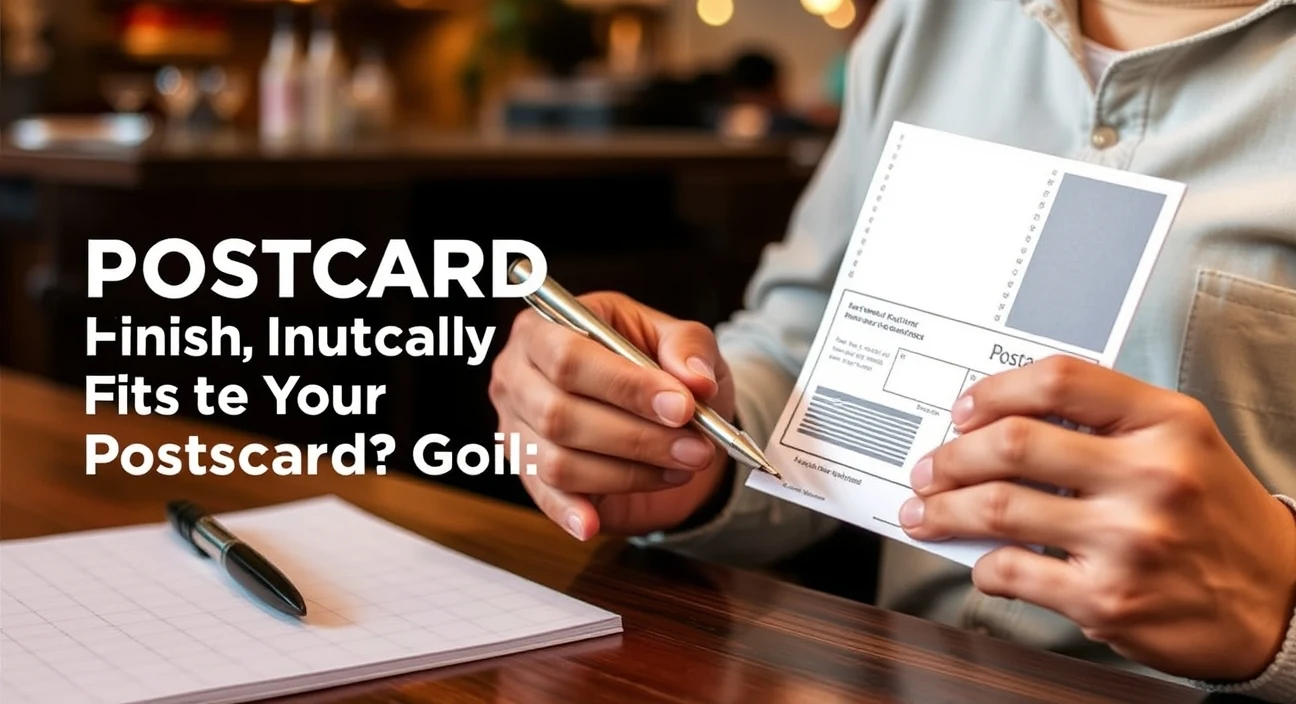 Restaurant Promotion Postcard Finishes: Which Finish Actually Fits Your Postcard Goal?: a restaurant owner checking a postcard mockup with a pen and paper notes.
