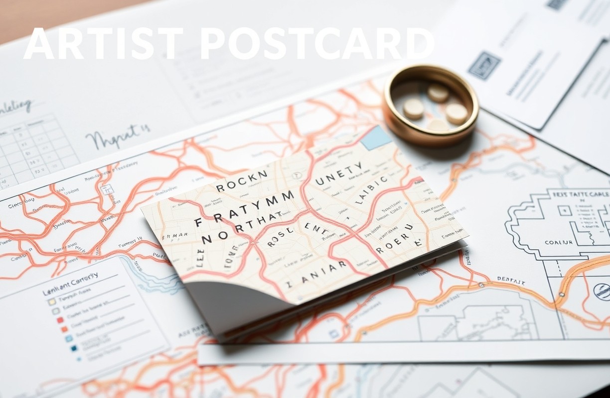 Artist Postcard Finish Comparisons Explained for Print, Mail, and Brand Feel: a route map concept with a postcard sample and planning notes.