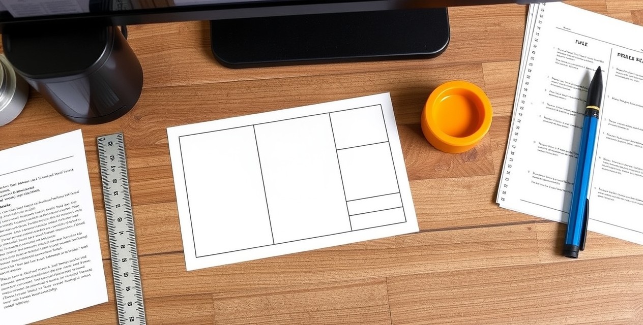 300 DPI Image Prep For Postcards: The Print Ready Setup Guide: a desktop setup with a postcard template, ruler, and notes for file prep.