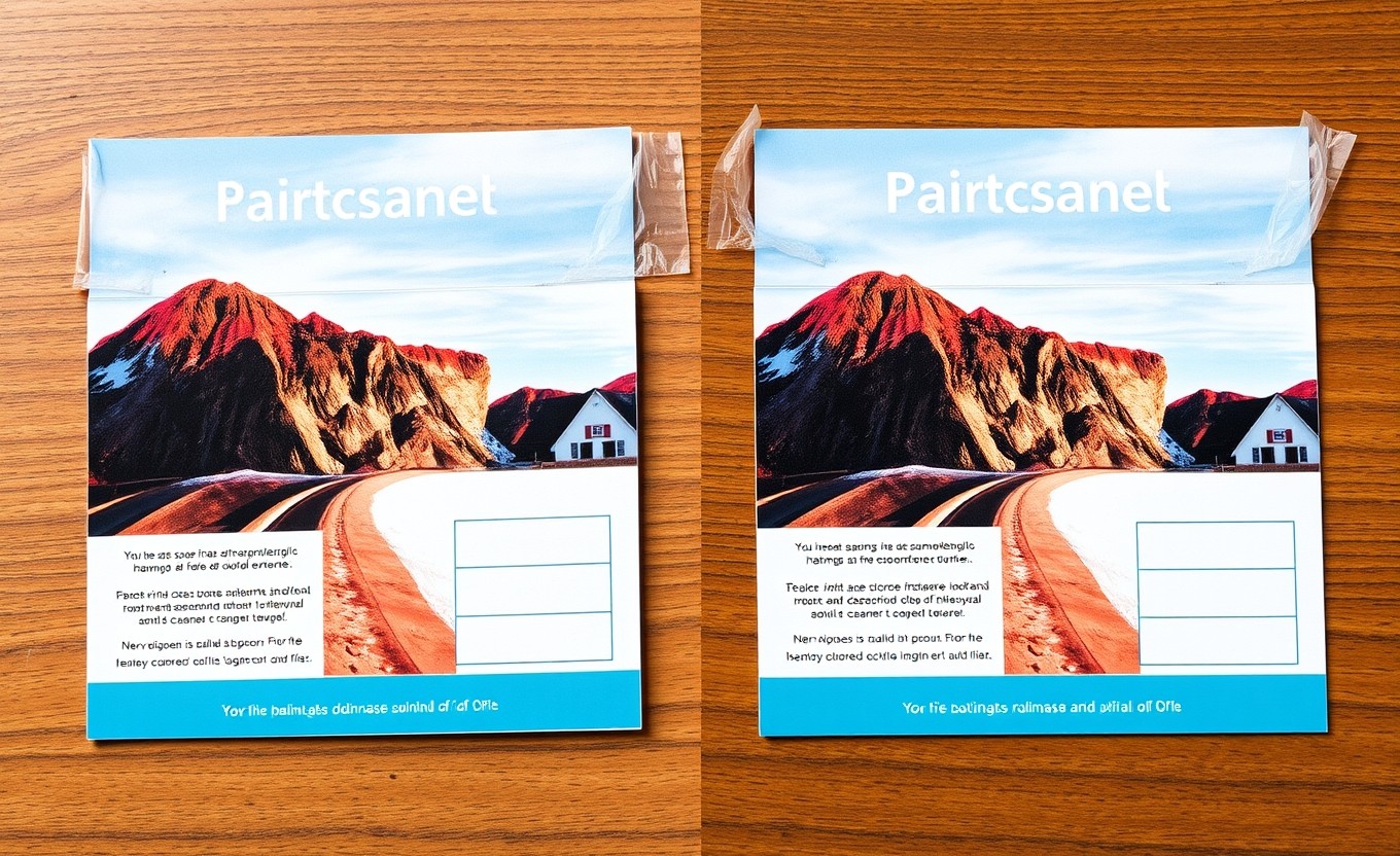 How to Prepare Canva Export Settings For Postcards Without Common File Errors: two postcard samples side by side to compare a correct and flawed print result.