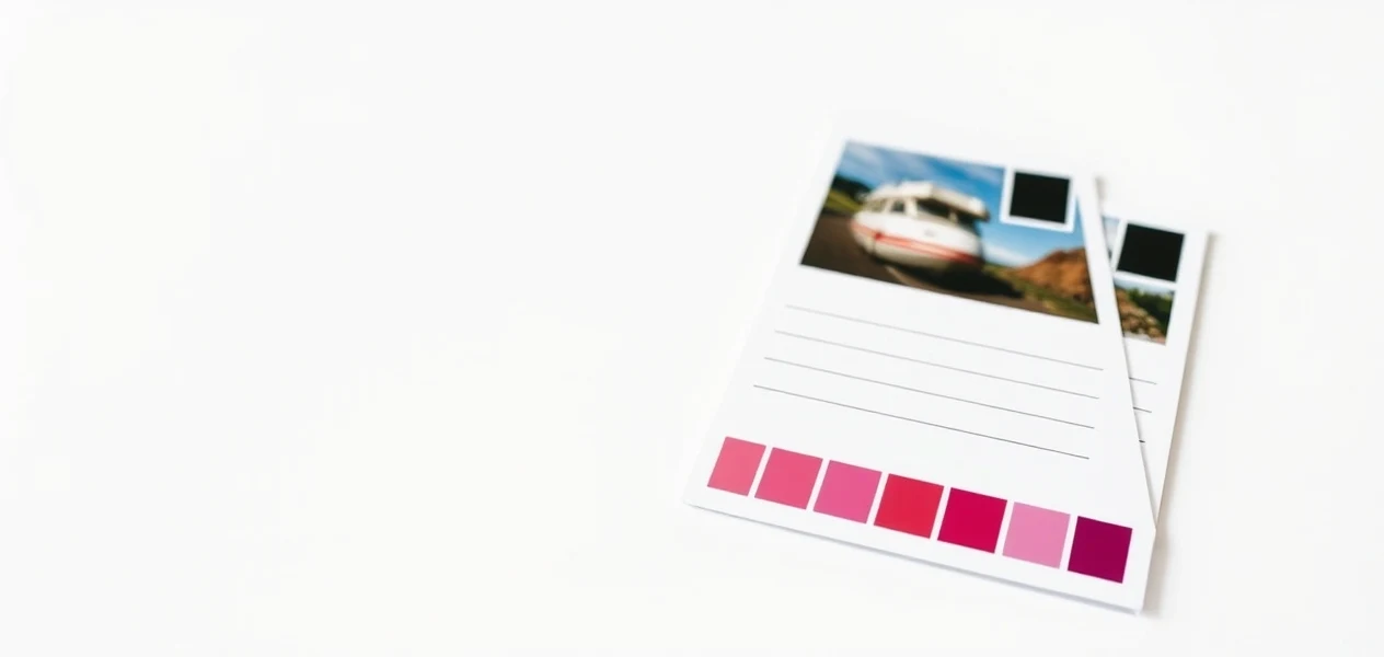 Photoshop Export Settings For Postcards Checklist for Professional Postcard Printing: a print-ready postcard file with color swatches and crop-mark references.
