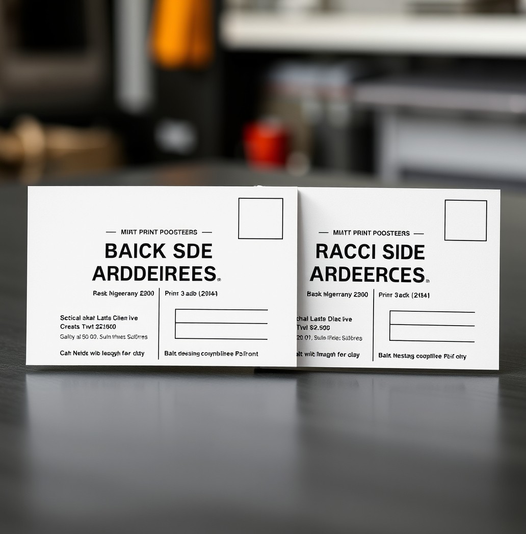 How to Prepare Back Side Address Panel Setup Without Common File Errors: two postcard samples side by side to compare a correct and flawed print result.