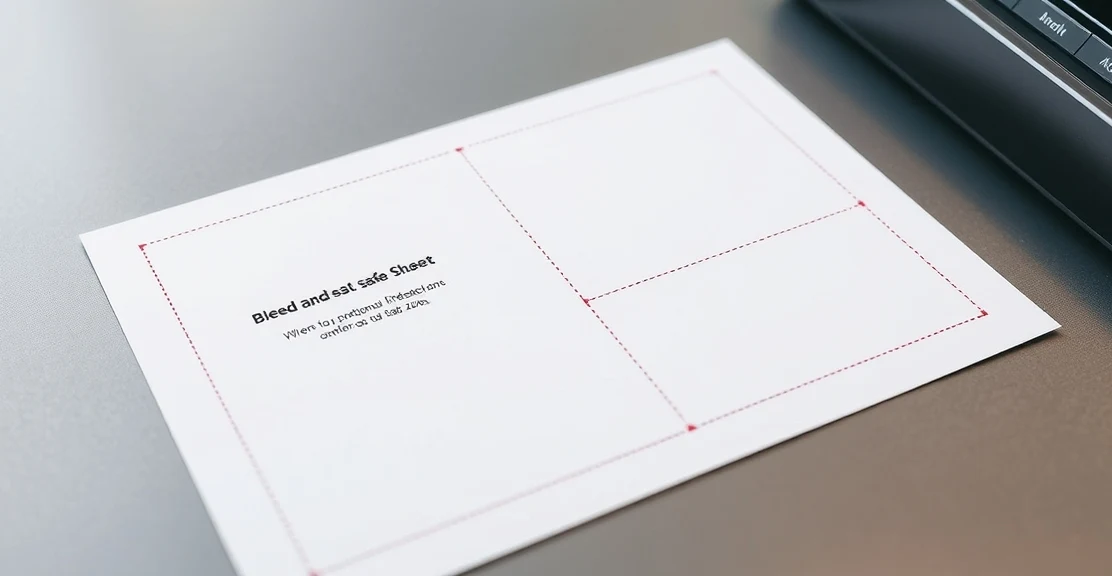 Crop Marks For Postcard Artwork Checklist for Professional Postcard Printing: a postcard proof sheet marked with bleed and safe-zone notes.