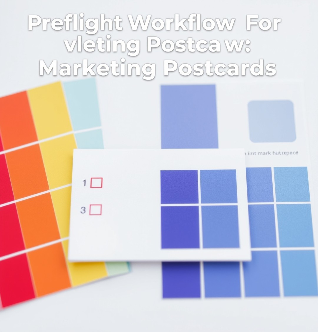 Preflight Workflow For Marketing Postcards Checklist for Professional Postcard Printing: a print-ready postcard file with color swatches and crop-mark references.