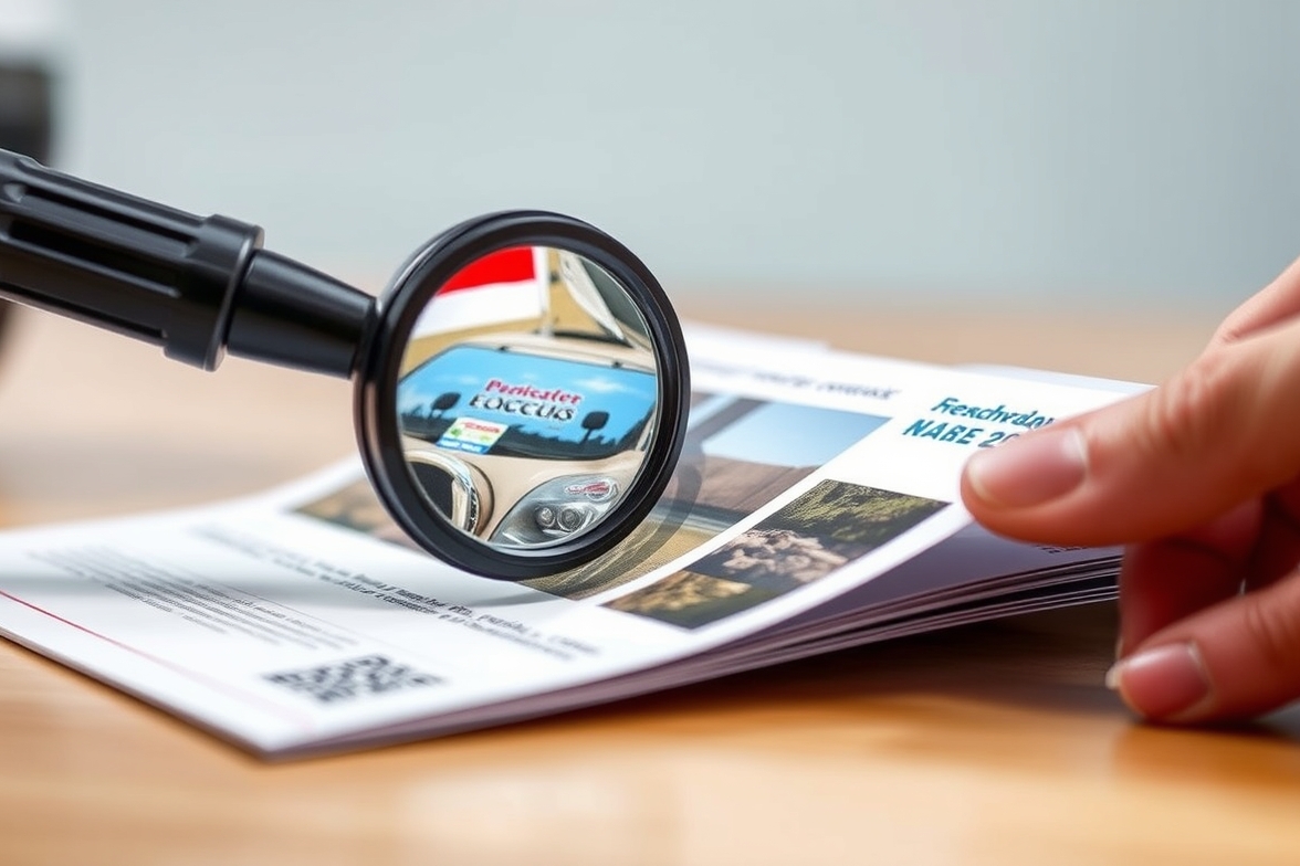 File Based Print Defect Troubleshooting For Postcards: The Print Ready Setup Guide: a postcard quality inspection with a loupe and sharp printed sample.