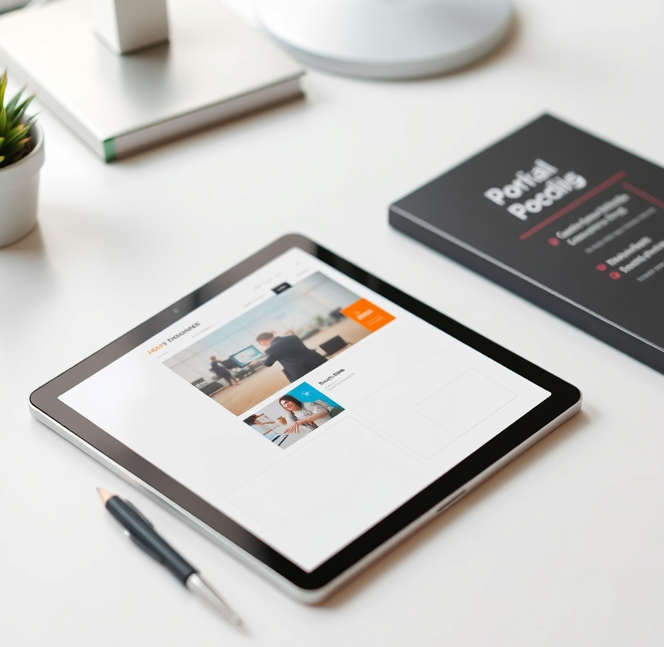 Online Design Studio Vs Professional Designer For Postcards: The Best Template or Tool Path for Fast Postcard Design: a tablet, stylus, and postcard sample on a clean creative desk.