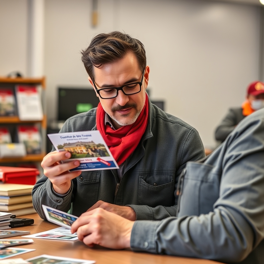 Designing Political Campaign Postcard Templates Without Starting From Scratch: a campaign organizer comparing postcard layouts for a neighborhood promotion.
