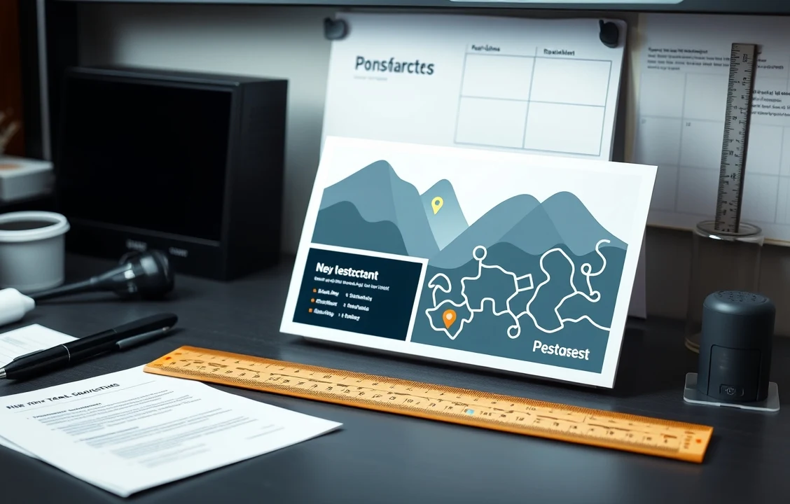 Editable Multi Location Postcard Templates Design Workflow for Teams That Need Speed: a desktop setup with a postcard template, ruler, and notes for file prep.