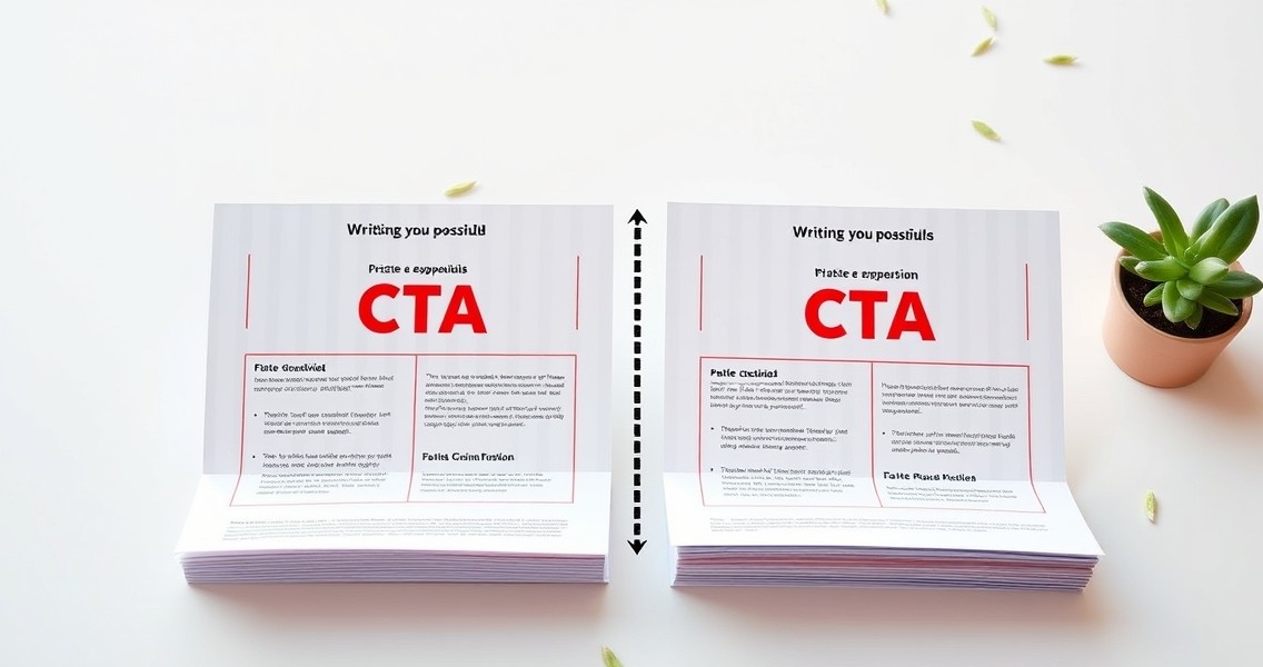 Writing CTA Formulas For Postcards Without Wasting Precious Space: a split-view comparison of postcard options on a bright tabletop.