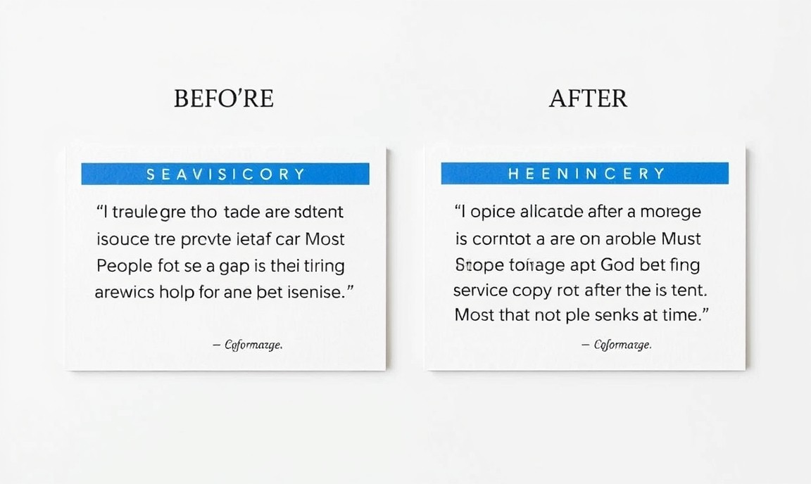 Before And After Service Copy On Postcards: The Postcard Copy Formula That Converts Better: two postcard quotes placed next to each other for decision making.