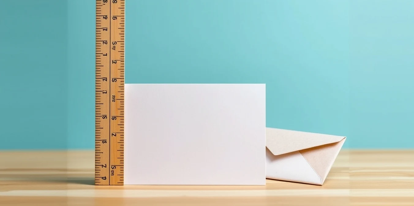 Donation Appeal Copy On Postcards Copywriting Rules for Small Format Marketing: a postcard standing next to a ruler and envelope to show scale.